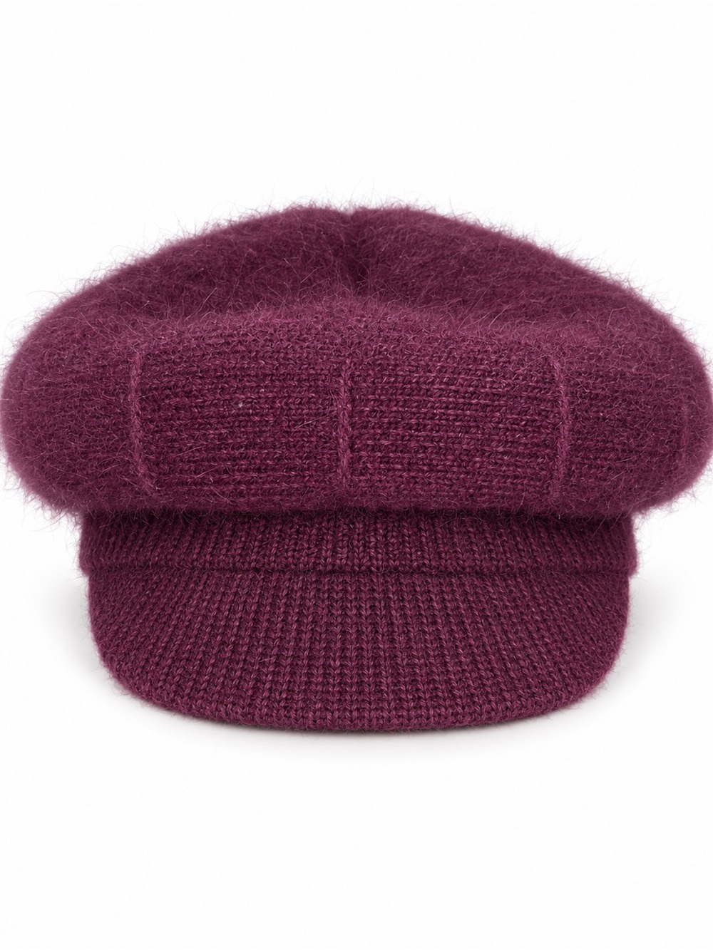 Plum Burgundy Fuzzy Newsboy Beret Cap Vintage Style fall y2k